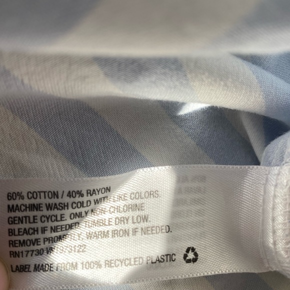 Universal Thread Striped Light Blue Folded Sleeve Button Down Short Sleeve Top - Picture 8 of 8